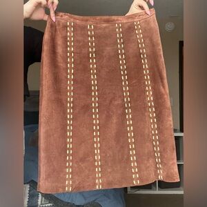 Suede midi skirt